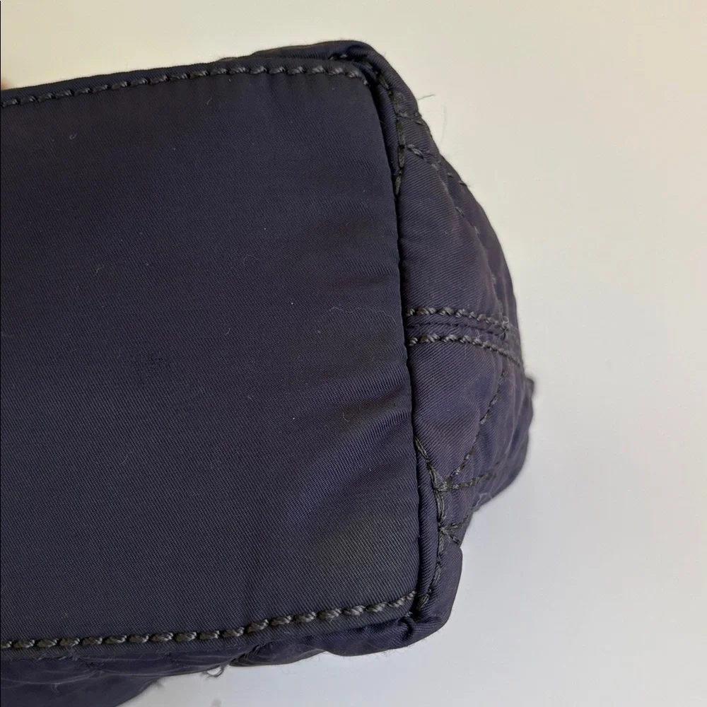 Fossil Key-per Navy Quilted Fabric and Leather Shoulder Bag